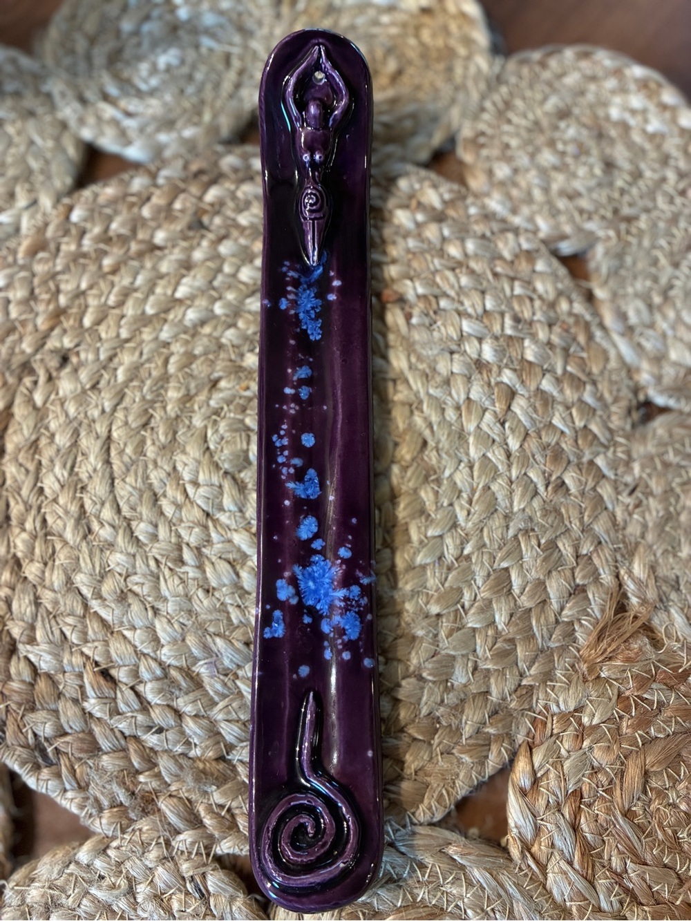Ceramic incense burner purple